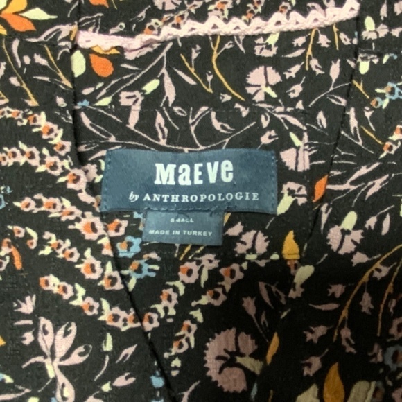 ANTHROPOLOGIE MAEVE Viscose Boho Multi Colour Floral Tiered Long Sleeve Dress S - Picture 5 of 9